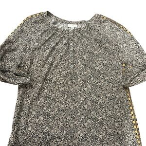 J. Jill Black and White Floral Blouse